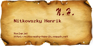 Nitkovszky Henrik névjegykártya